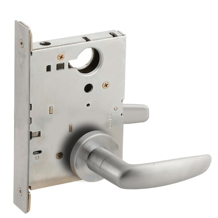 Schlage Grade 1 Full Dummy Trim w/Case Mortise Lock, 07 Lever, A Rose, Satin Chrm Fnsh, Field Reversible L9176 07A 626